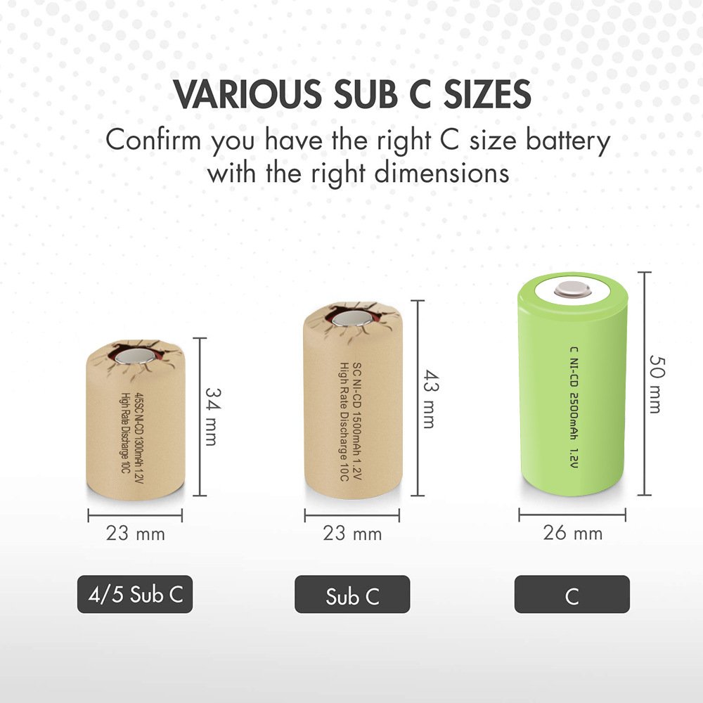 Paper Jacket Ni-cd sc 1.2v 1800mAh 2000mAh 2200mAh High Rate Discharge 10C Sub C NiCd Rechargeable Batteries