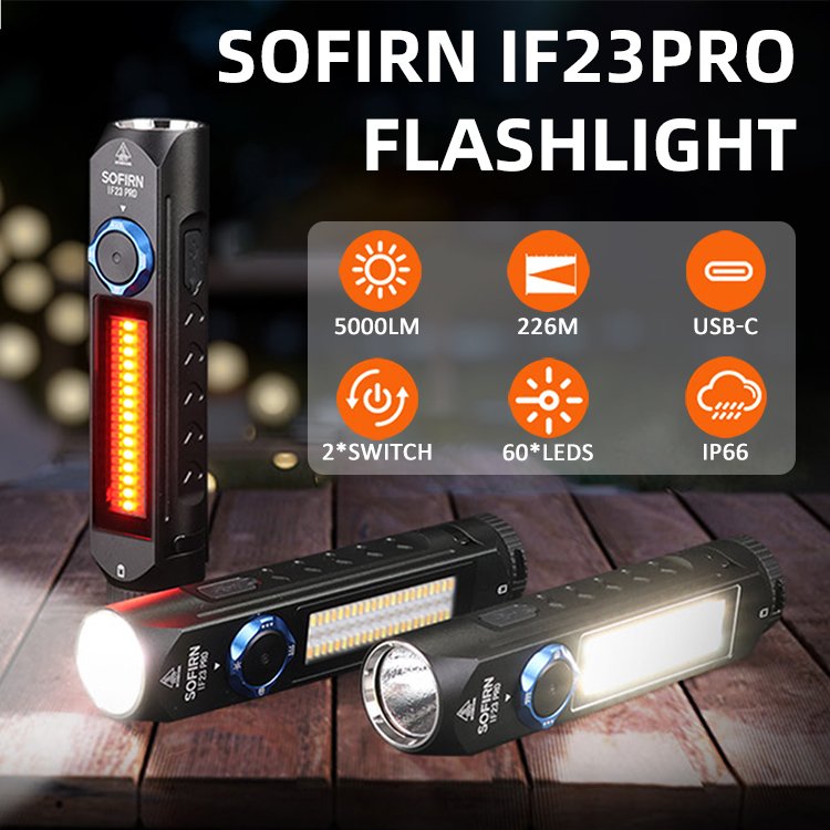 Sofirn IF23 PRO Powerful 5000lm EDC Torch With Magnetic RGB Light Waterproof 21700 Rechargeable LED Flashlight