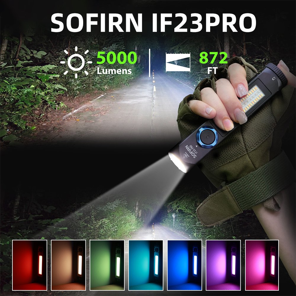 Sofirn IF23 PRO Powerful 5000lm EDC Torch With Magnetic RGB Light Waterproof 21700 Rechargeable LED Flashlight