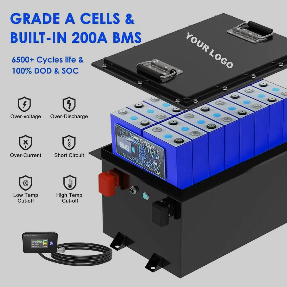 Custom 48 Volt 48v 51.2V 50Ah 100Ah 200Ah in Golf Carts Rv Atv Automotive Autozone Leisure Lithium Lifepo4 Battery Packs