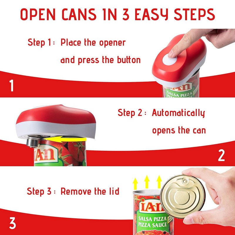Custom Logo One-Touch Bar Auto Electric Can Opener Smooth Edge Bottle Tin Opener Seniors Kitchen Gadgets Electric Jar Opener