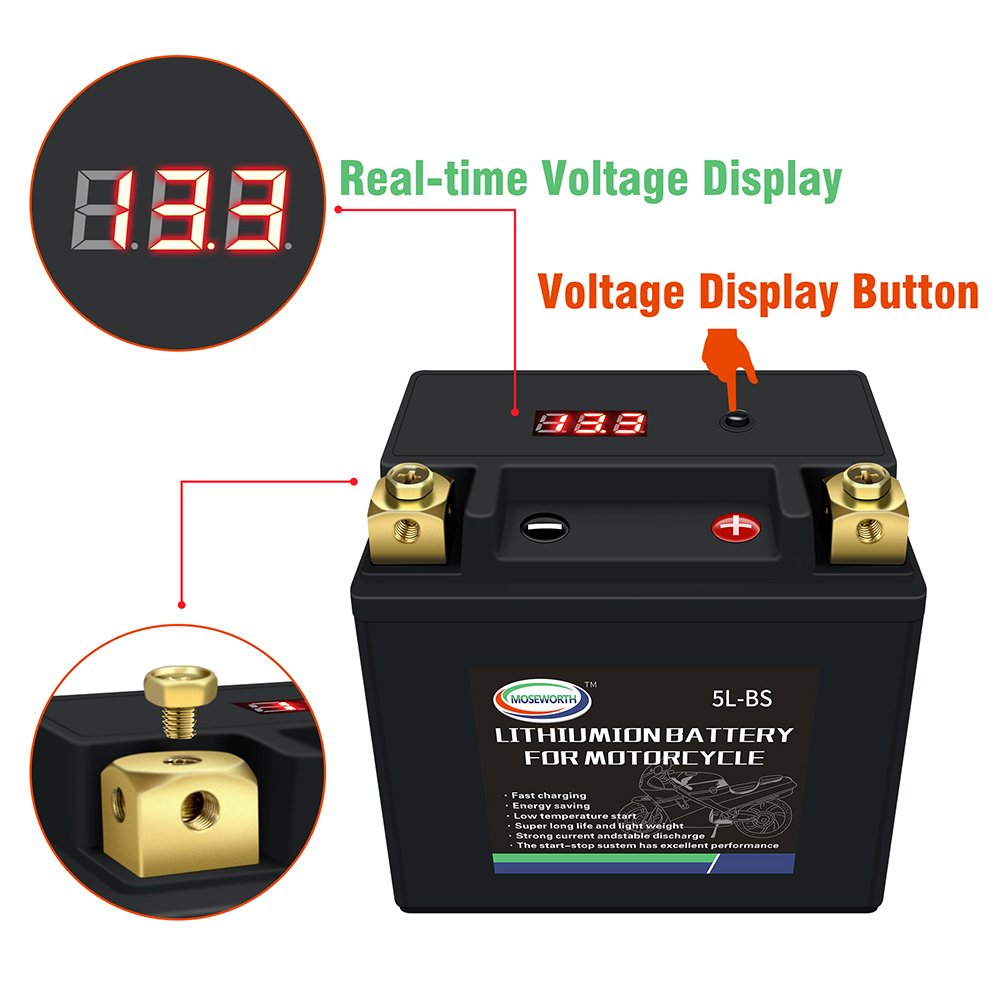 New 5L-BS 12.8V 3Ah 180CCA LiFePO4 Lithium Ion Auto Starter Battery Pack Longer Lifespan Motorcycle Batteries