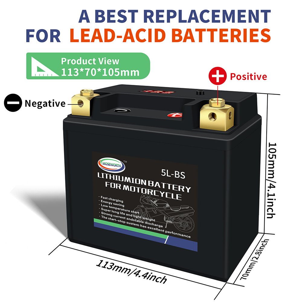 New 5L-BS 12.8V 3Ah 180CCA LiFePO4 Lithium Ion Auto Starter Battery Pack Longer Lifespan Motorcycle Batteries