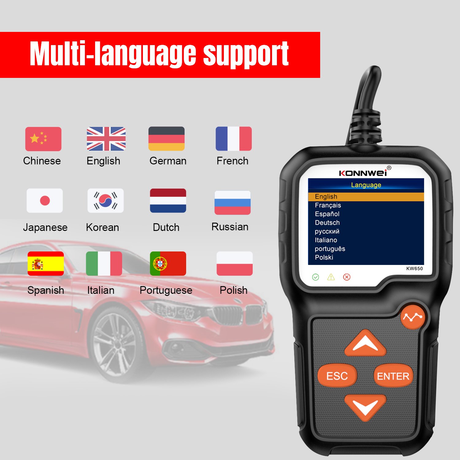 KONNWEI KW650 MOTORCYCLE & CAR BATTERY TESTER - 6V-12V