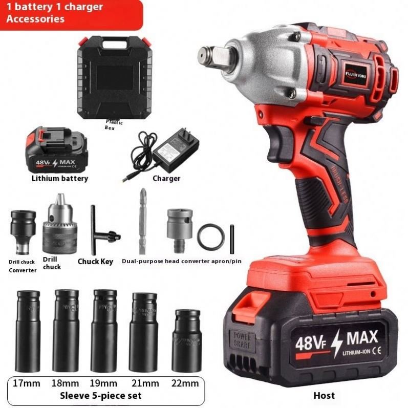 ANDUUK Power Impact Gun with Electric Drill Kit Cordless Impact air Gun Auto Repair Tool Sleeve Wrench Drill Set Electric Wrench