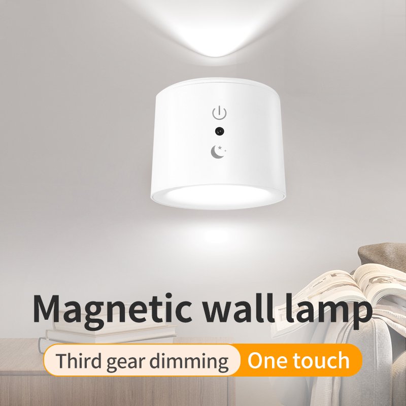 Wireless Round Cob Wall Lights Lamp 360 Rotating Magnet Fixation Bedroom Stairs Hallway Kitchen Wall Light Inside Battery