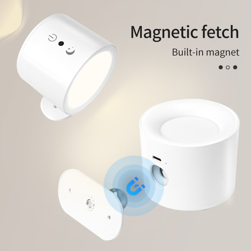 Wireless Round Cob Wall Lights Lamp 360 Rotating Magnet Fixation Bedroom Stairs Hallway Kitchen Wall Light Inside Battery