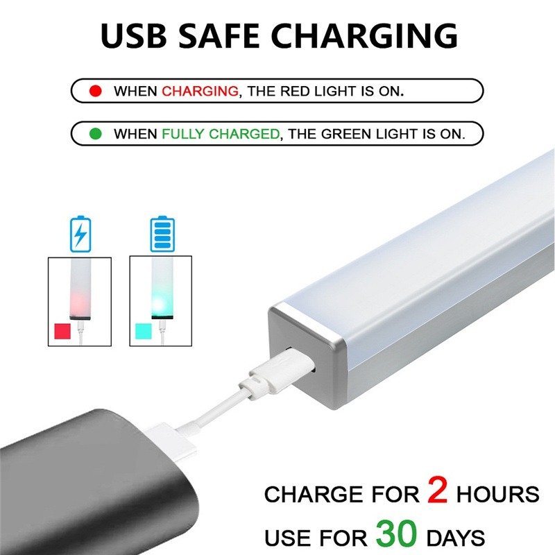 15cm Rechargeable Battery Magnetic Stick Automatic Cabinet Home Led Wardrobe Motion Sensor Security Night Lights