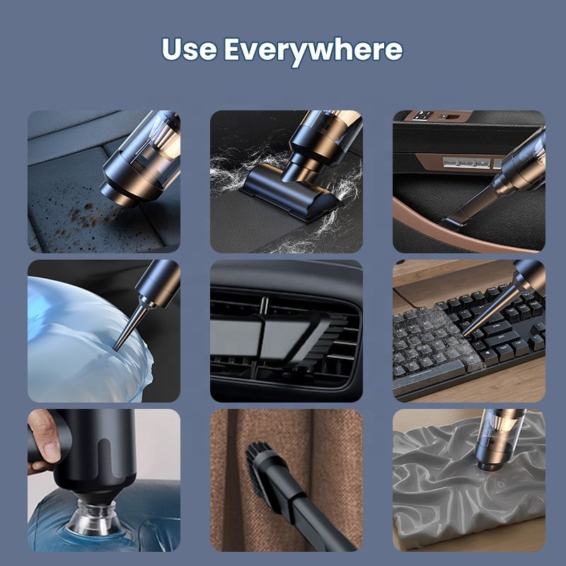 Portable Cordless Car Vacuum Cleaner 120W Strong Suction Handheld Brushless Motor Auto Cylindricial Hand Vaccum 4 Nozzles
