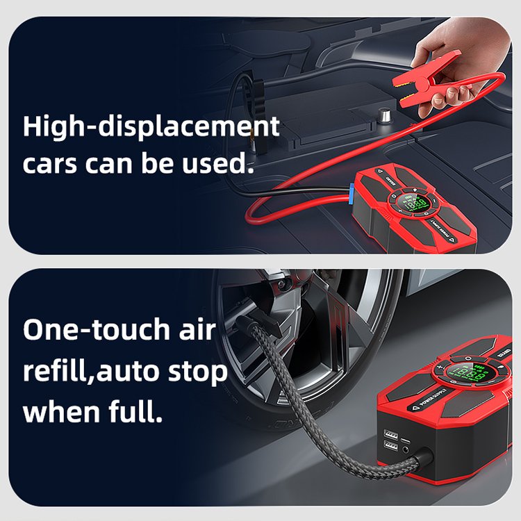 Portable Mini Rechargeable Car Jump Starter New Design Battery Booster Power Bank with Digital Screen