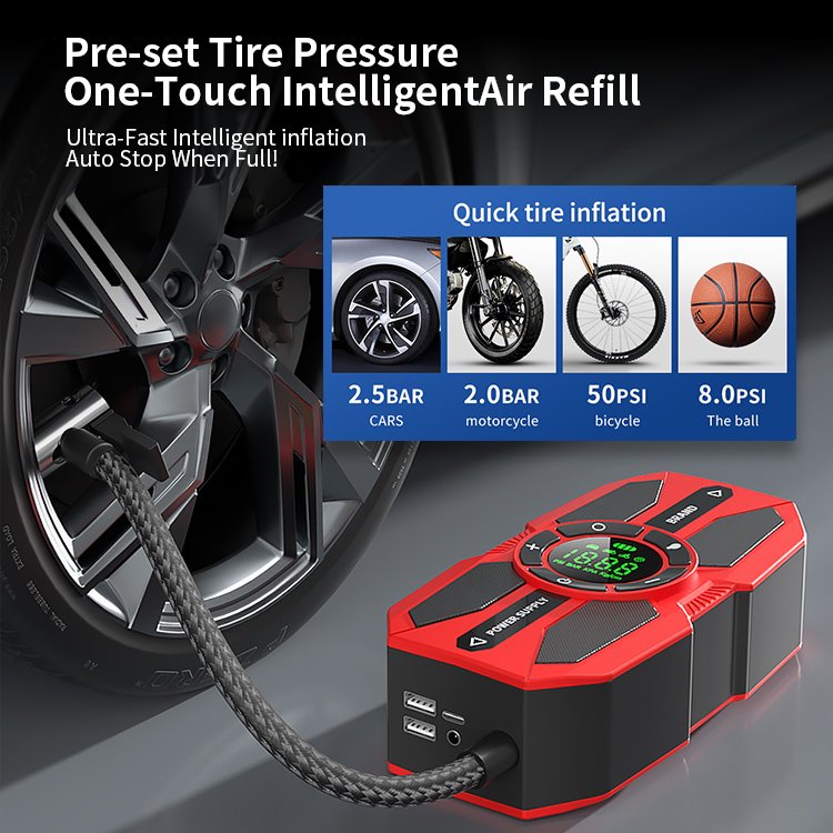 Portable Mini Rechargeable Car Jump Starter New Design Battery Booster Power Bank with Digital Screen
