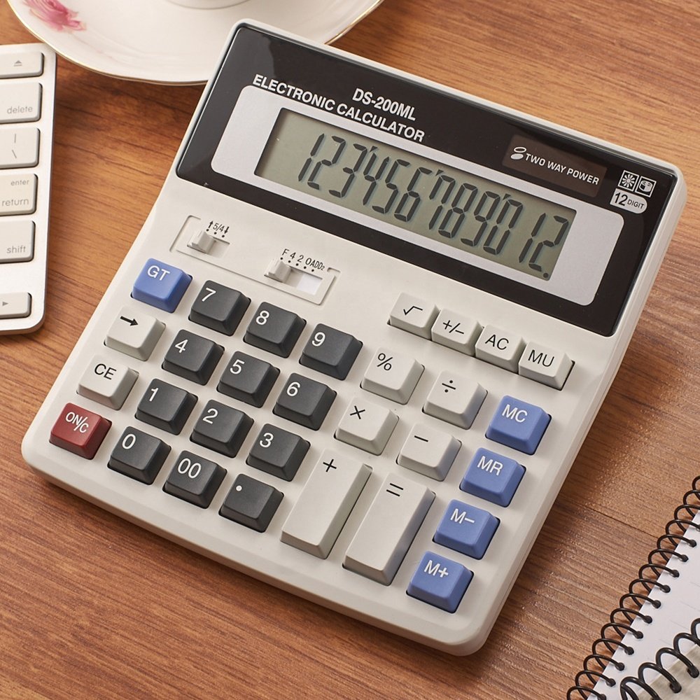 Wholesales 12 Digits Two Way Power Calculator Electronic Solar Cell Calculator Desk Office Big Display Calculator