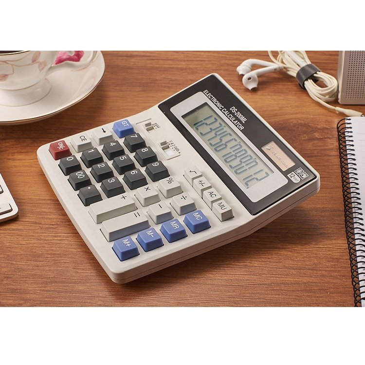 Wholesales 12 Digits Two Way Power Calculator Electronic Solar Cell Calculator Desk Office Big Display Calculator