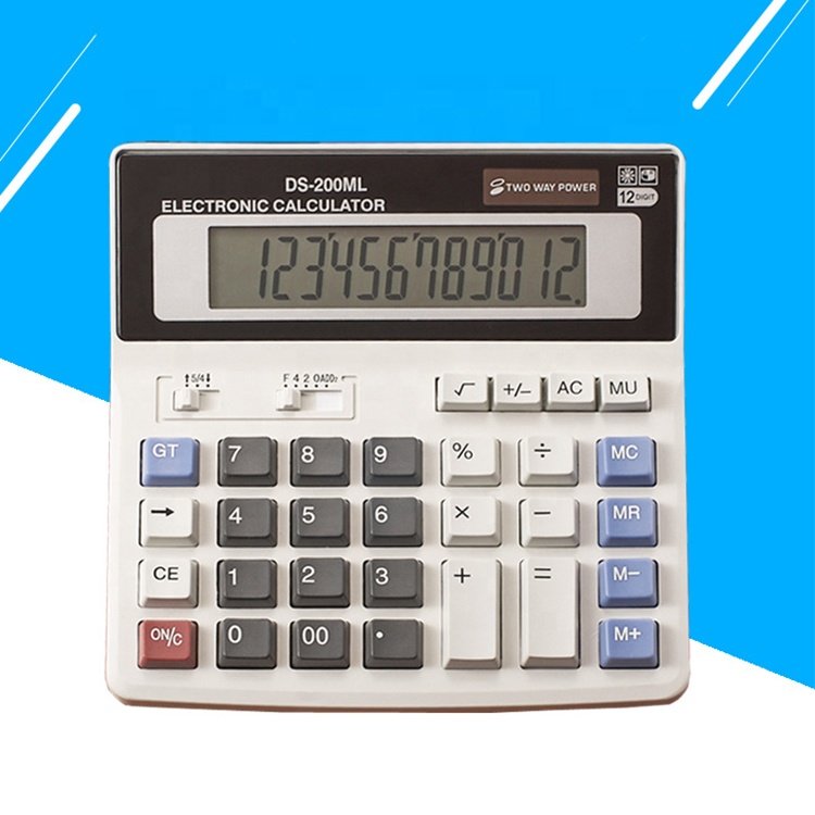 Wholesales 12 Digits Two Way Power Calculator Electronic Solar Cell Calculator Desk Office Big Display Calculator