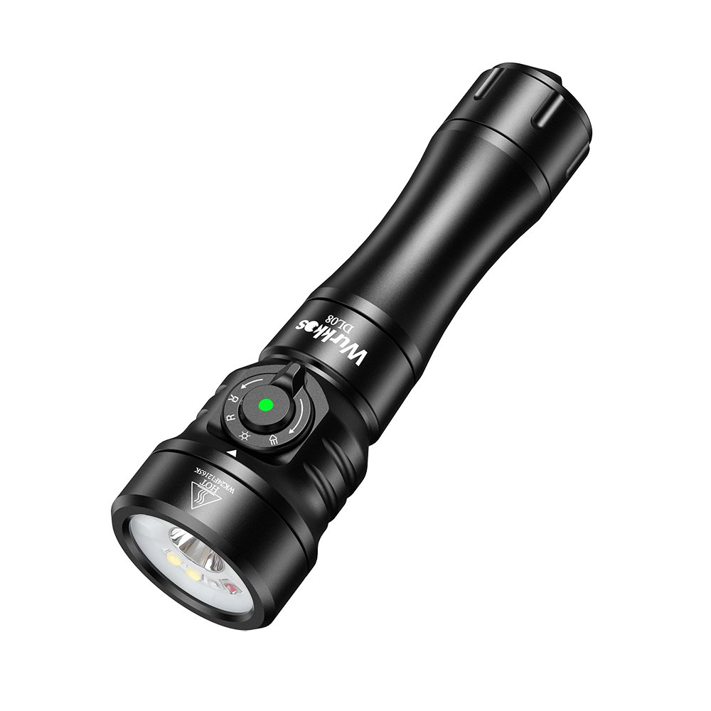 Wurkkos DL08 3600lm Rechargeable Diving Light 21700 Powerful Flashlight with Red Light&UV Light Waterproof Underwater Torch