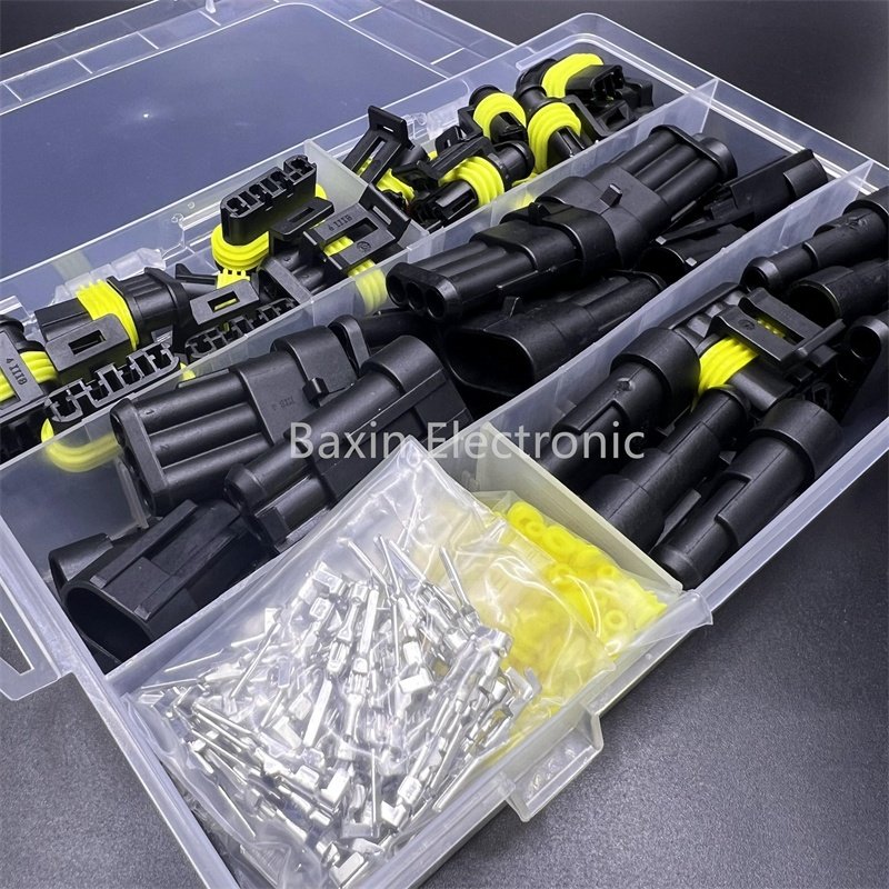 300Pcs 1.5 Superseal 1/2/3/4 Pin Waterproof Wire Connectors Male and Female Automotive Electrical Wire Connectors Kit