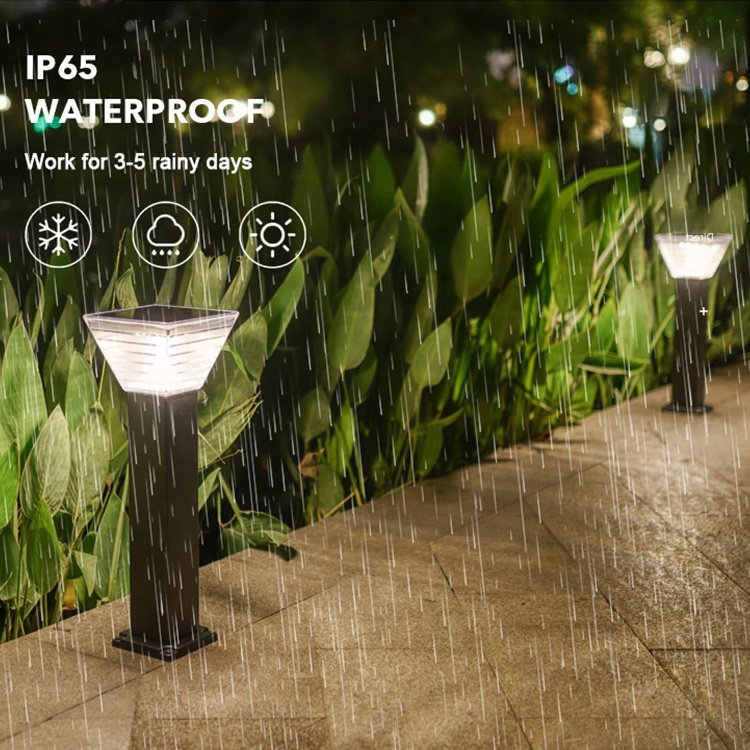 6400mAh Big Battery Solar Powered Outdoor Pathway Decoration Landscape Waterproof Lamp Led Solar Bollard Lawn Garden Lights