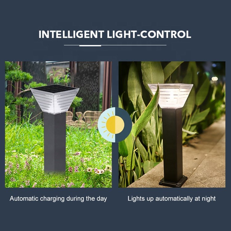 6400mAh Big Battery Solar Powered Outdoor Pathway Decoration Landscape Waterproof Lamp Led Solar Bollard Lawn Garden Lights