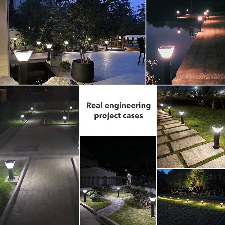 6400mAh Big Battery Solar Powered Outdoor Pathway Decoration Landscape Waterproof Lamp Led Solar Bollard Lawn Garden Lights