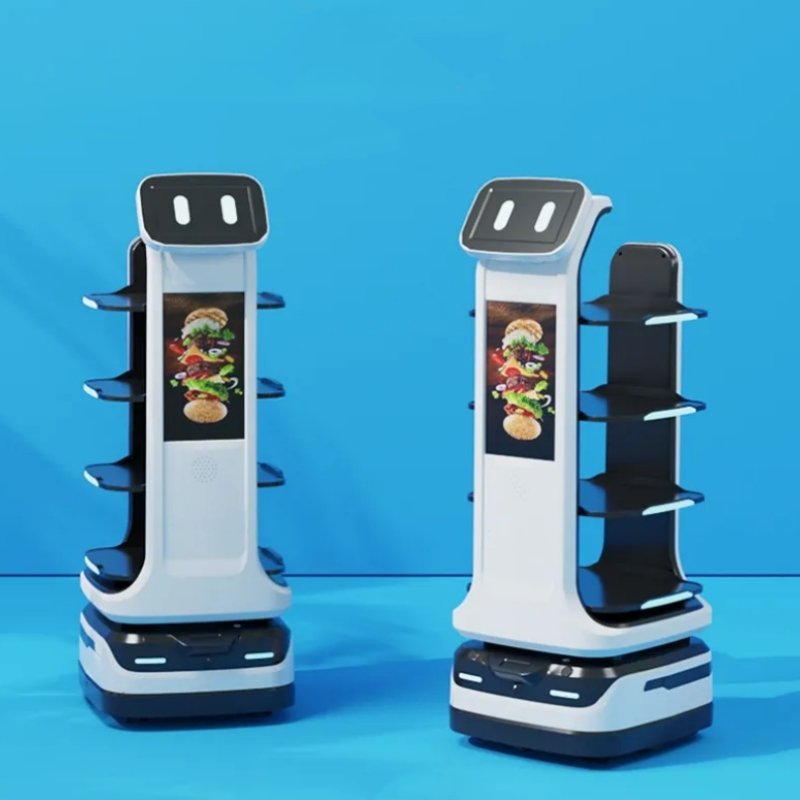 MiCity 2024 Hot Smart Remote Control Self Driving Big Screen Waiter Auto Serving Restaurant Food Delivery Robot Mras