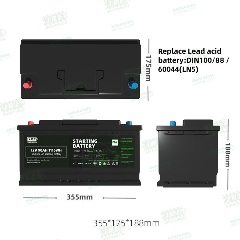 60038 12V 90Ah 1116Wh 1850CCA Sodium Ion Car Stater Battery for Auto Race Starter Cranking