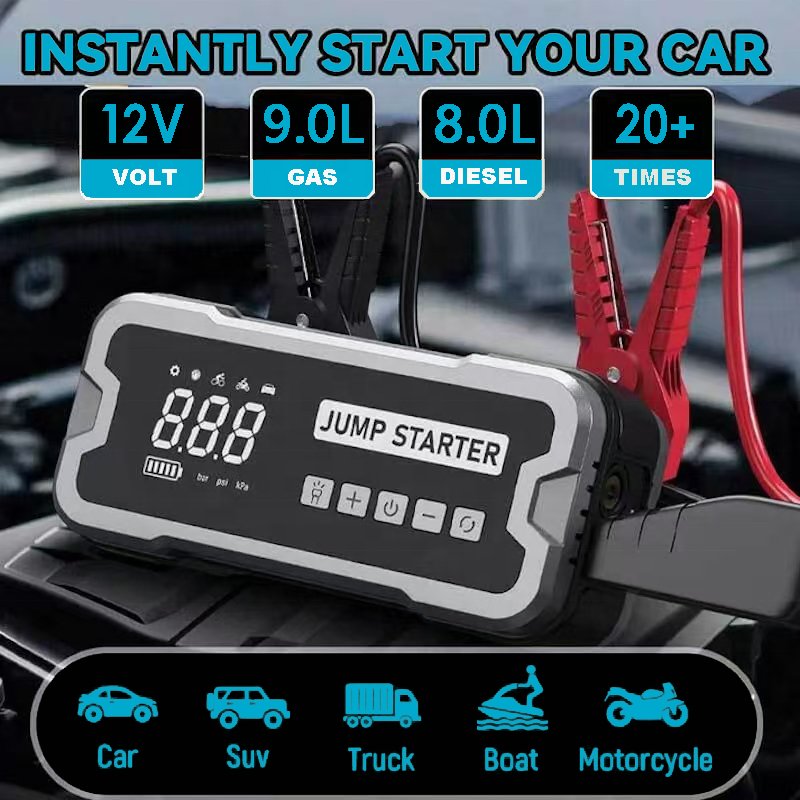 12V 24V Portable Booster Batterie Voiture Car Power Bank Air Compressor Battery Booster Jump Starter With Air Pump
