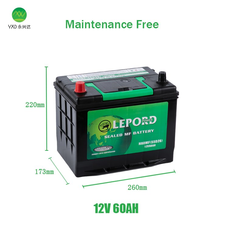 Guangzhou N50Z Thailand Starter Battery 12V NS70 55D26 Maintenance Free China Auto Battery Carbattery