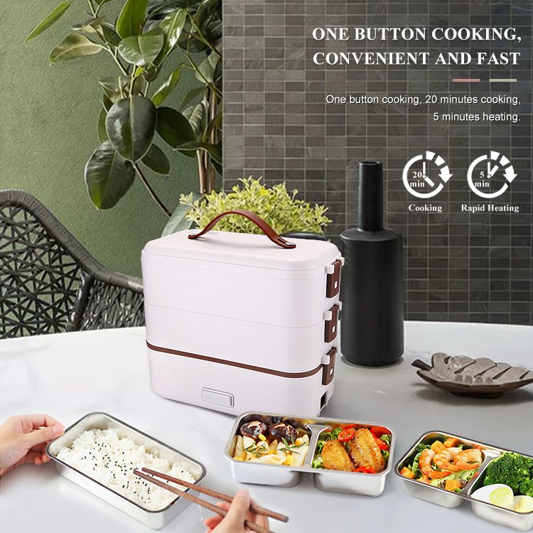 1.5L Food Warmer Heater Portable Electric Lunch Boxes Stainless Steel Container With Insulation Bag for Car Truck Office