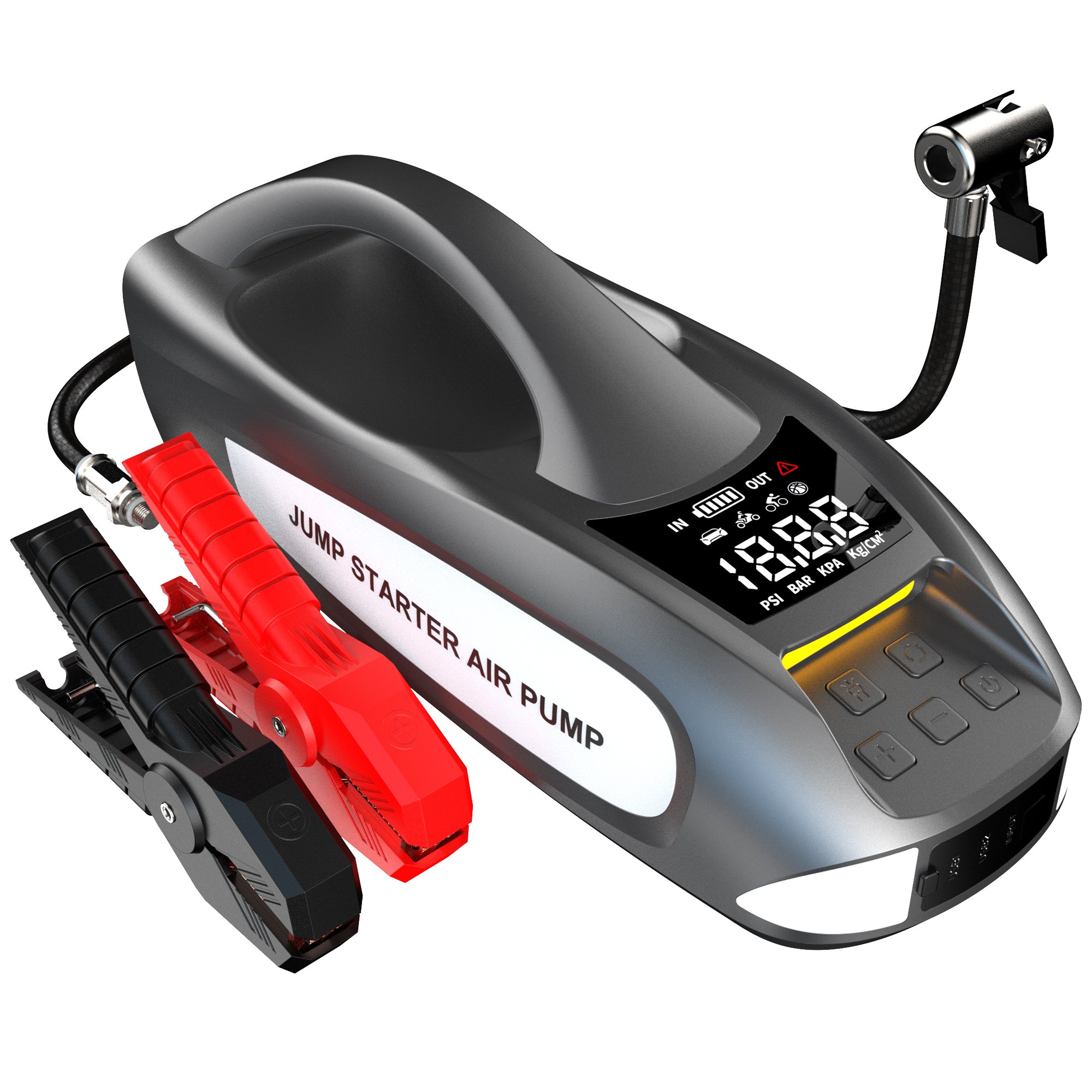 New 12V 6000a Jump Starter With Tire Inflator Quick Air Compressor Car Jump Starter With Air Pump