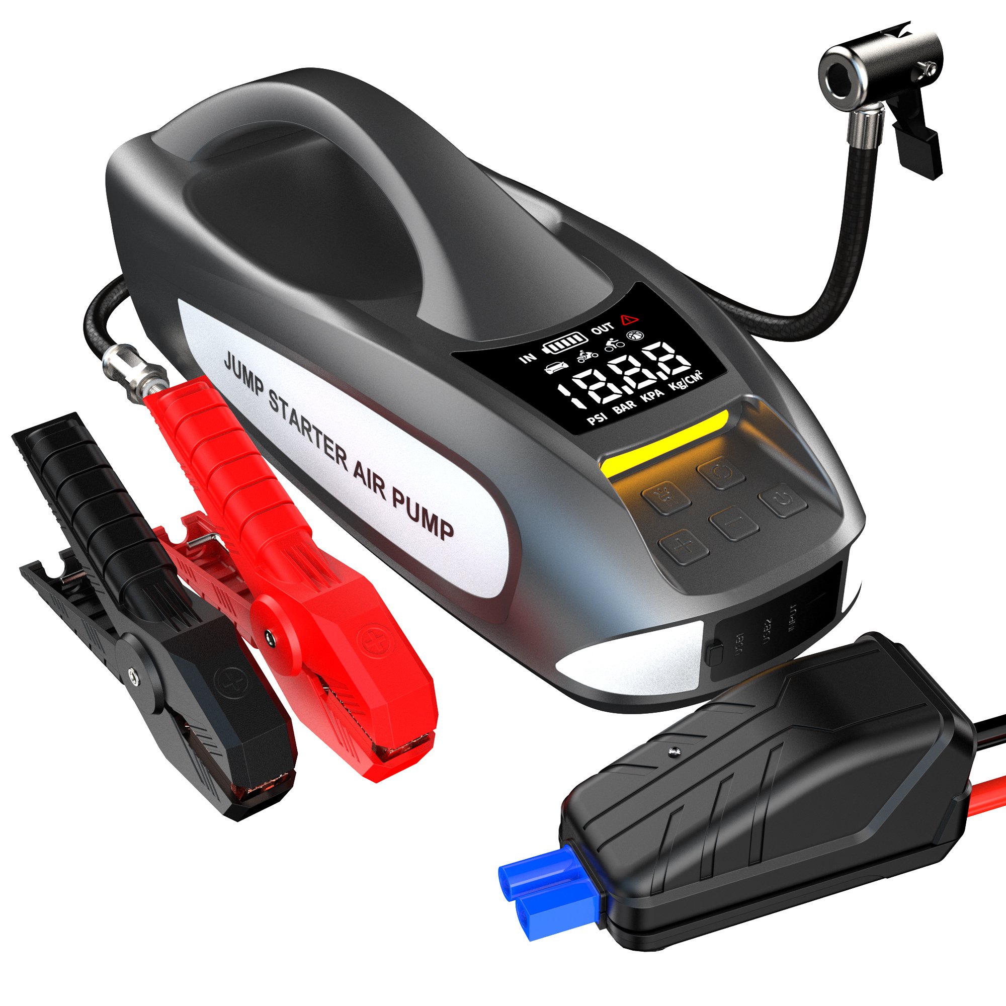 New 12V 6000a Jump Starter With Tire Inflator Quick Air Compressor Car Jump Starter With Air Pump
