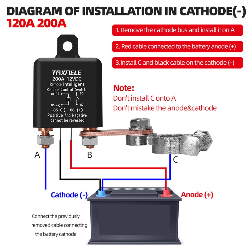 12V 120A 200A 500A Wireless Remote Control Miniature Isolator Disconnect Switch High Power Master Relay Cut Switch Car Truck