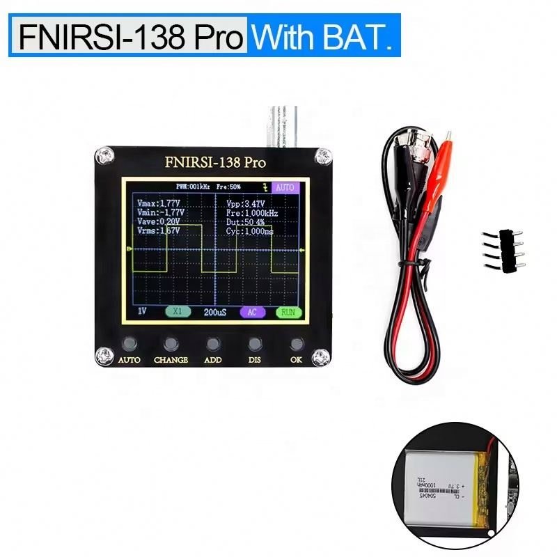 FNIRSI 138PRO One-key Auto 200KHz Small Handheld Digital Portable Oscilloscope with Optional Battery and 10X Probe