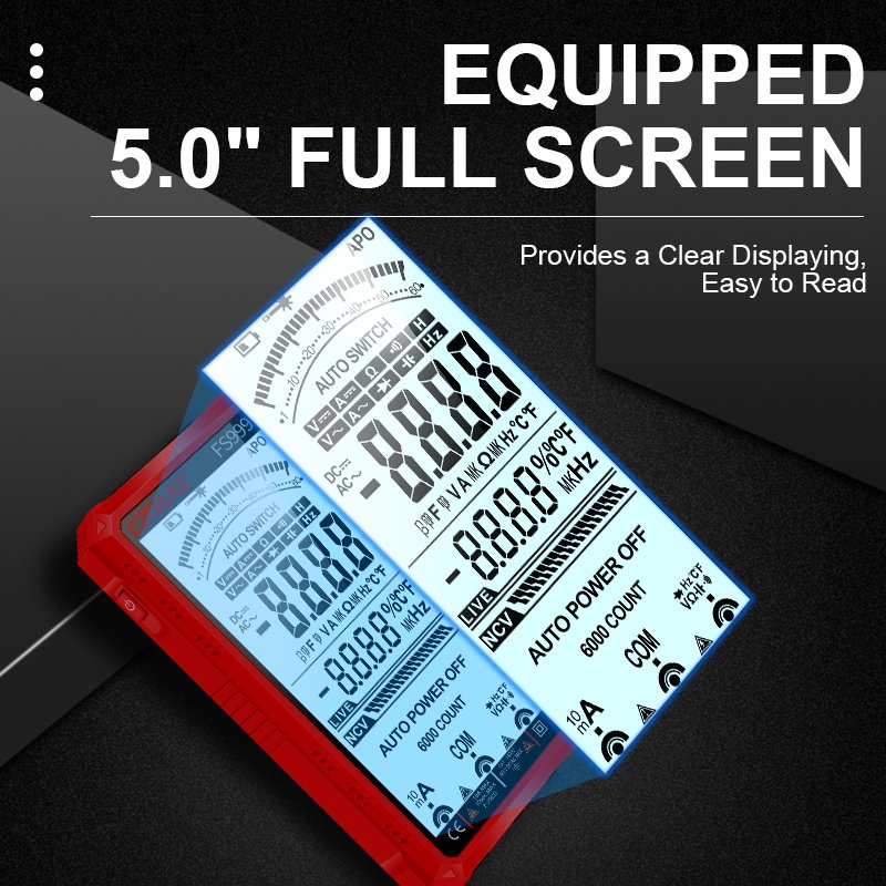 5.0'' Big Full Screen Displaying Auto-ranging 6000 Counts True RMS Digital Multimeter Multi Tester With NCV Detection Function