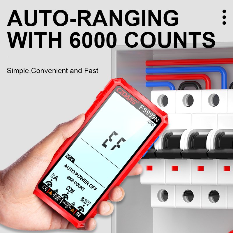 5.0'' Big Full Screen Displaying Auto-ranging 6000 Counts True RMS Digital Multimeter Multi Tester With NCV Detection Function