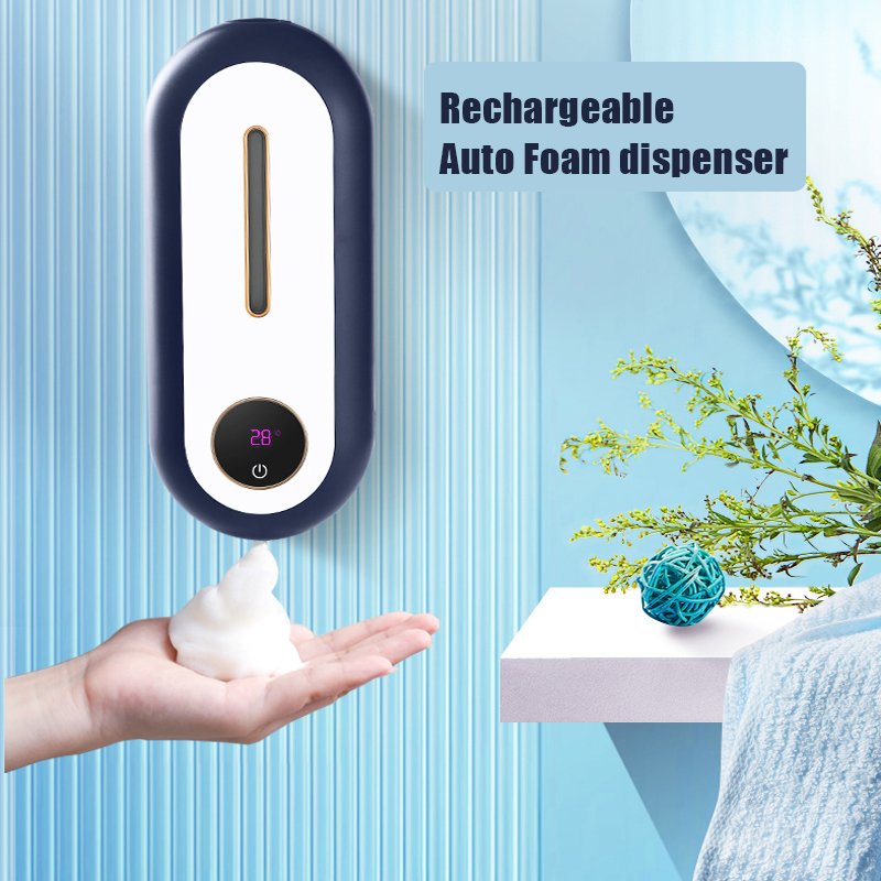 Automatic Rechargeable Electric Foam Soap Dispenser Wall Mount Auto Sensor Smart Touchless Soap Dispenser for Kitchen Bathroom