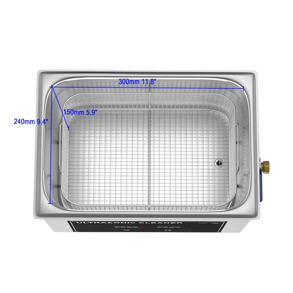 Desktop Stainless Steel Ultrasonic Cleaner 10L 2.64 Gal 240 W & 360 W Digital Control Semiwaves & Full-wave Work Alternately