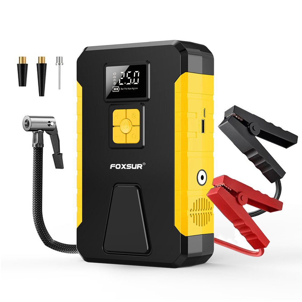 NCFKOS 26800mAh 12V/24 Car Jump Starter Air Pump Portable Air Compressor Auto Tire Inflator Emergency Power Supply