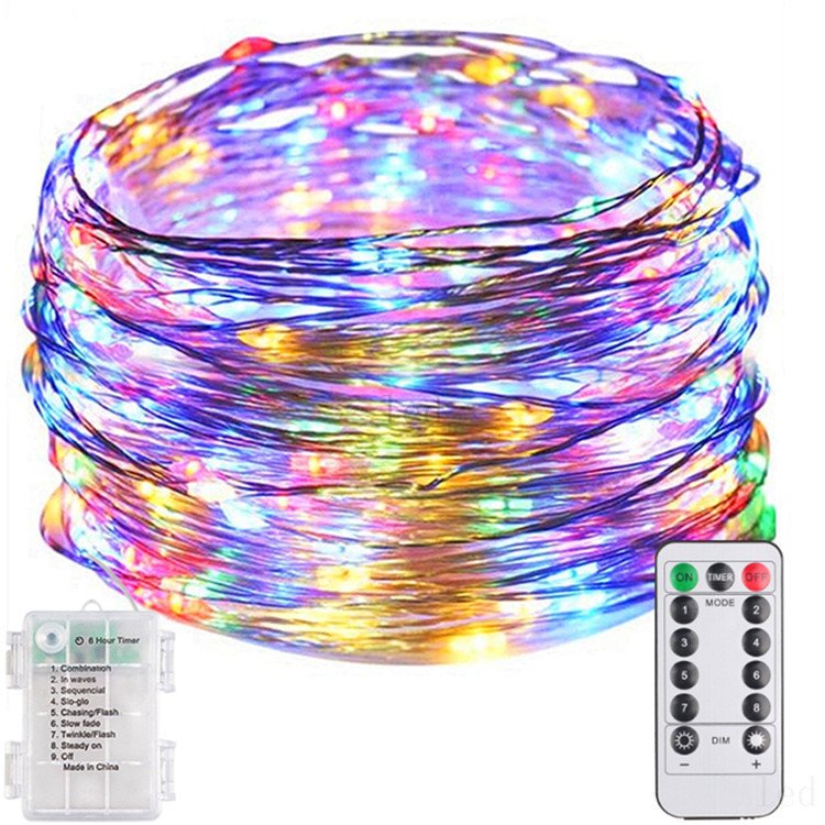 RGB 5m 50LED String Lights Battery Operated Multi Color Changing Waterproof With Remote Timer for Party Christmas Decoration