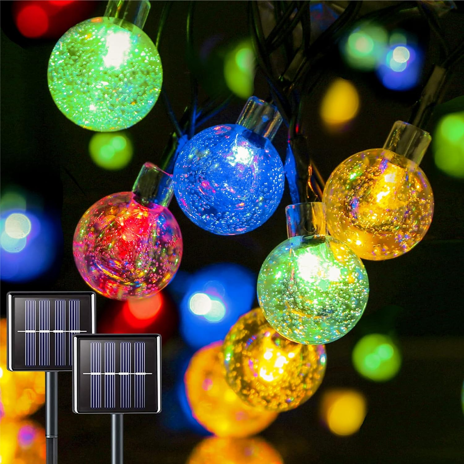 Bright Crystal Globe String Lights Warm White 8 Modes Globe Lights Outdoor Waterproof Solar String Lights for Outside