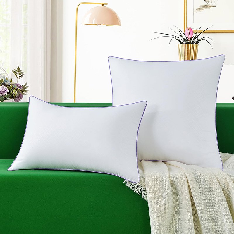 Cooling Bed Pillow Cushion Cover Satin Hotel Travel Plush Massage Car Pillows Case Ushare Queen Size Pillow Massager Square Neck