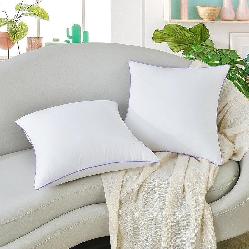 Cooling Bed Pillow Cushion Cover Satin Hotel Travel Plush Massage Car Pillows Case Ushare Queen Size Pillow Massager Square Neck