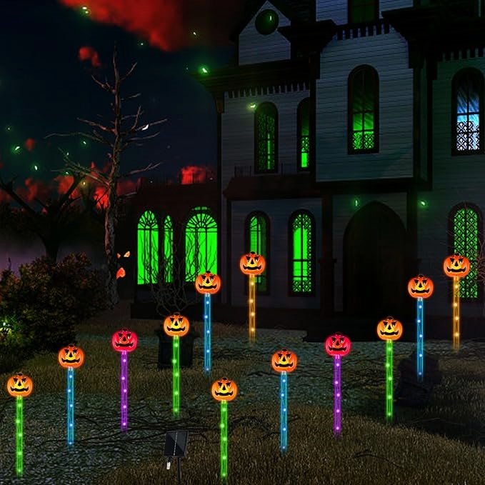 Outdoor Garden Lawn Lights Halloween Led Pumpkin Lamp Solar Battery Operated for Christmas Holiday Party Patio Decor