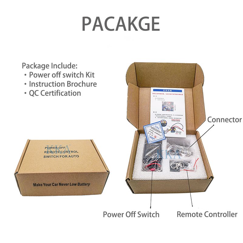 12V/24V Remote Control Car Battery Switch Off Relay, Integrated Wireless Disconnect Cut Off Isolator Switch
