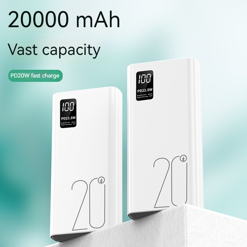 Portable Big Capacity 2USB + Type-C Output 20000mah PowerBank LED Digital Display USB C 22.5W Fast Charging Power Bank 20000mAh
