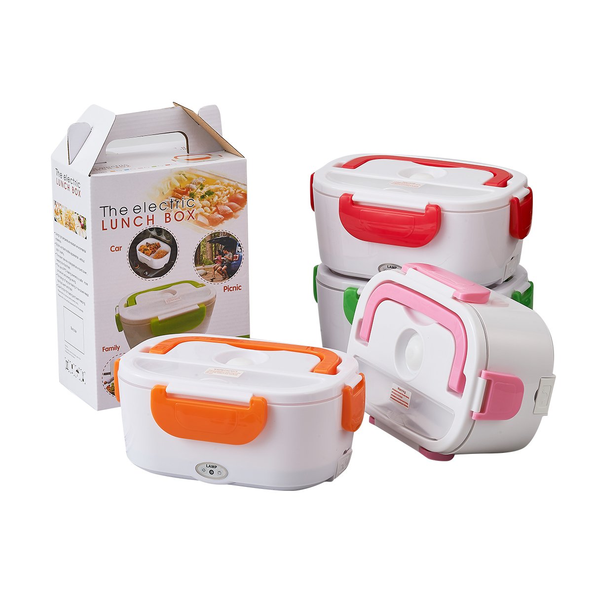 110V/220V 1.05L Plastic Portable Tiffin Heated Bento Thermo Food Warmer Electric Lunch Box