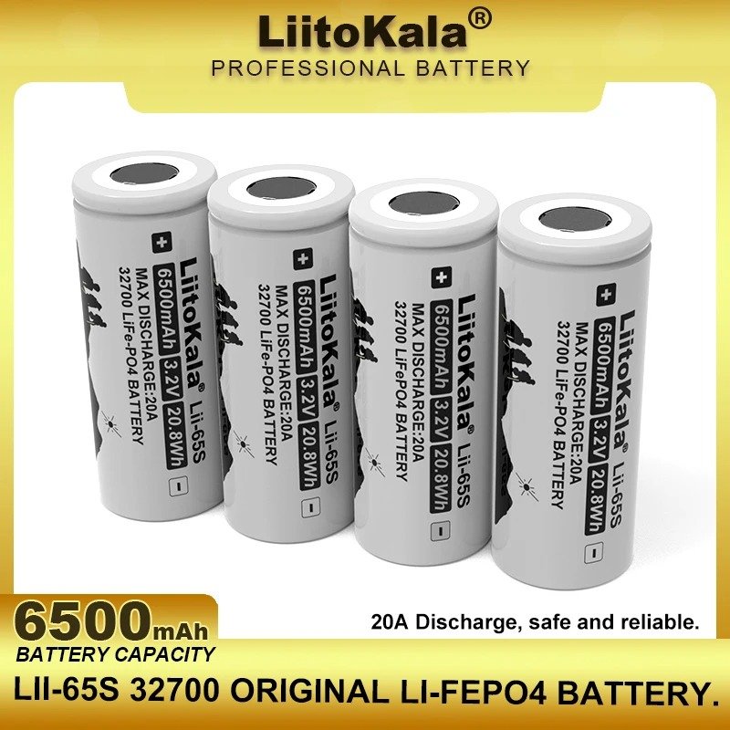 LII-65S 32650 3.2V LiFePO4 6500mah 35A Continuous Discharge High Power Battery for Screwdriver Electric Bike Powered LiitoKala