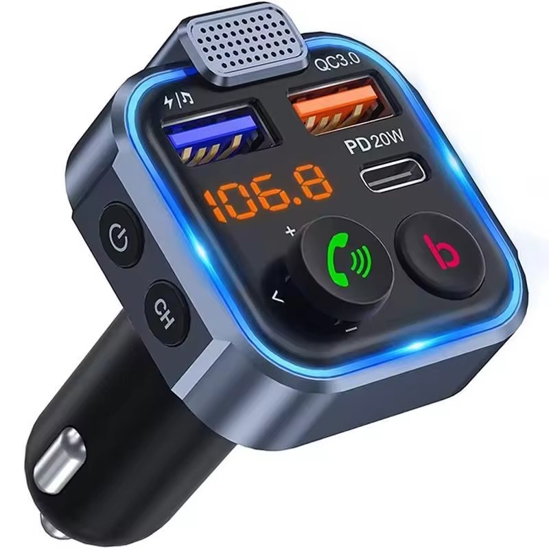 Car BT5.0 Handsfree Call Car Mobile Charger Dual USB QC3.0 Fast Charging with Display Mp3 Music Player FM Transmitter