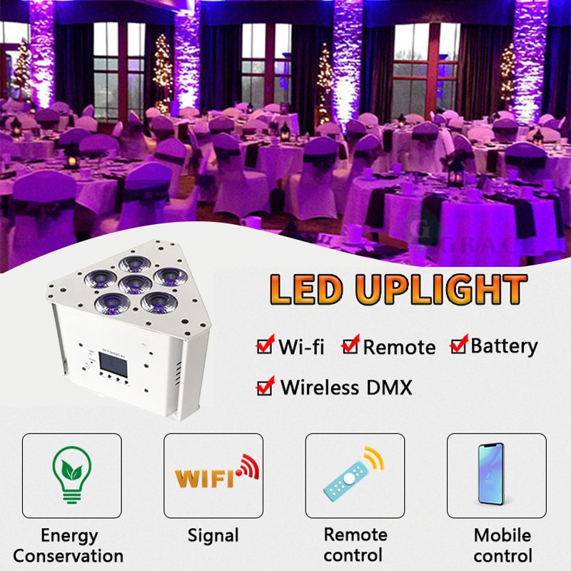 Grace 6*18w Wireless DMX Dj Products Triangle Disco Led Battery Uplight Par