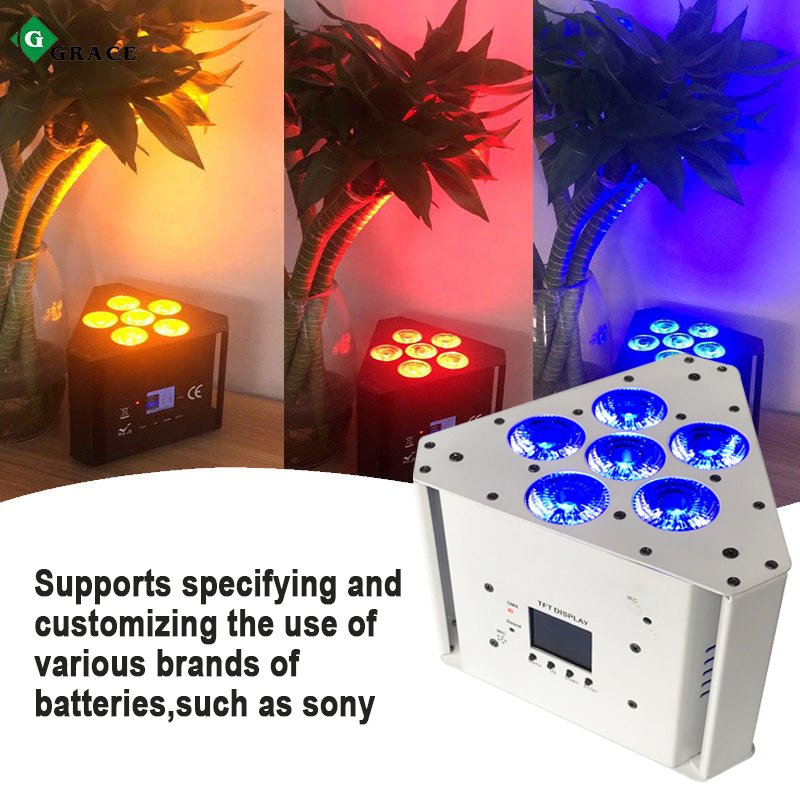 Grace 6*18w Wireless DMX Dj Products Triangle Disco Led Battery Uplight Par