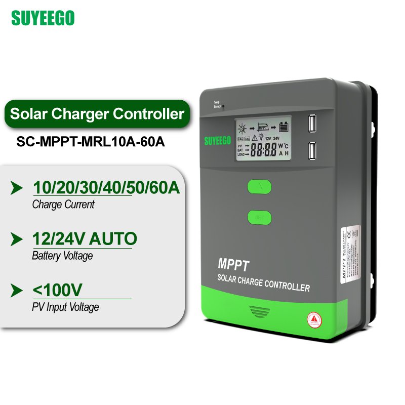 SUYEEGO 100/150V 12v 24v 48v 20/30/40/60A 100A MPPT Solar Panel Max PV Input Solar Charge Controller for Gel Lithium Battery